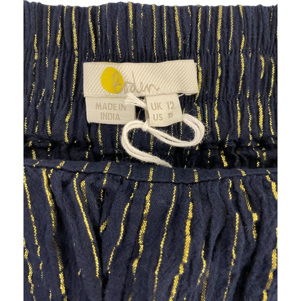 Boden Navy Pinstripe Wide-Leg Trousers - Picture 6 of 14